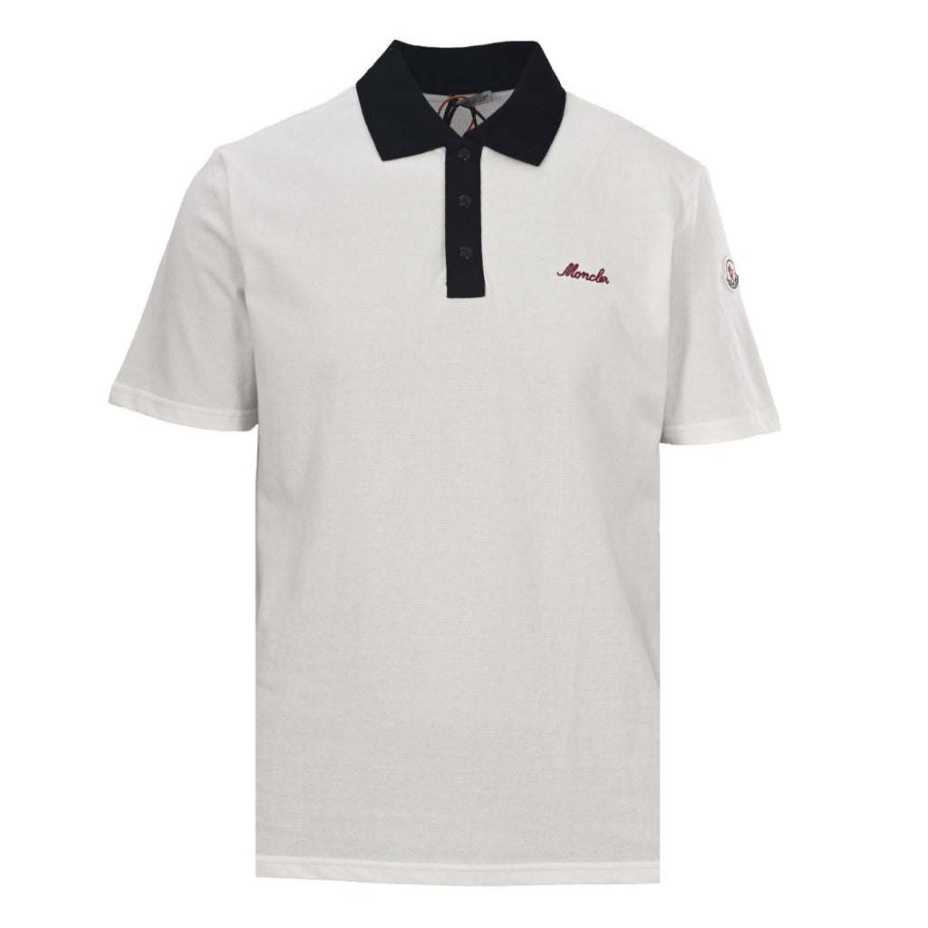 MONCLER MC Embroidered Color Contrast Button Short Sleeve Polo Shirt