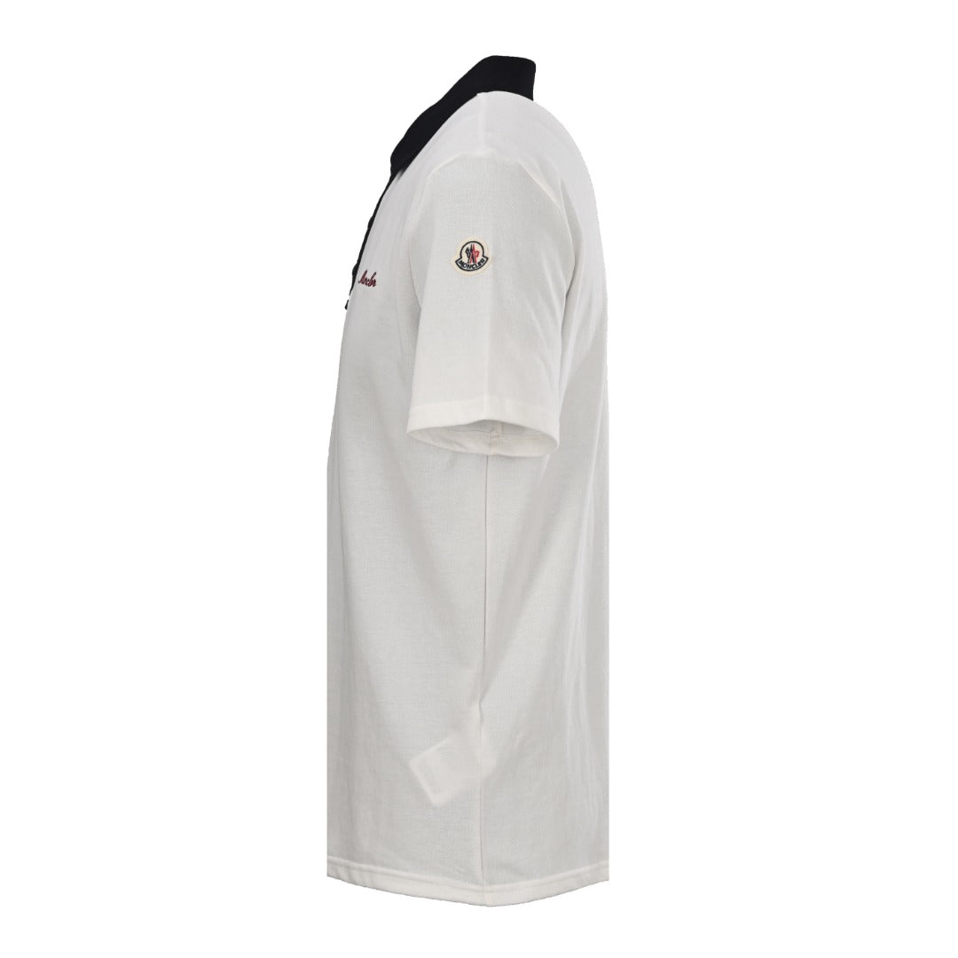 MONCLER MC Embroidered Color Contrast Button Short Sleeve Polo Shirt