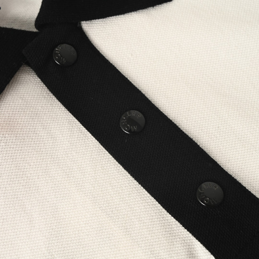 MONCLER MC Embroidered Color Contrast Button Short Sleeve Polo Shirt