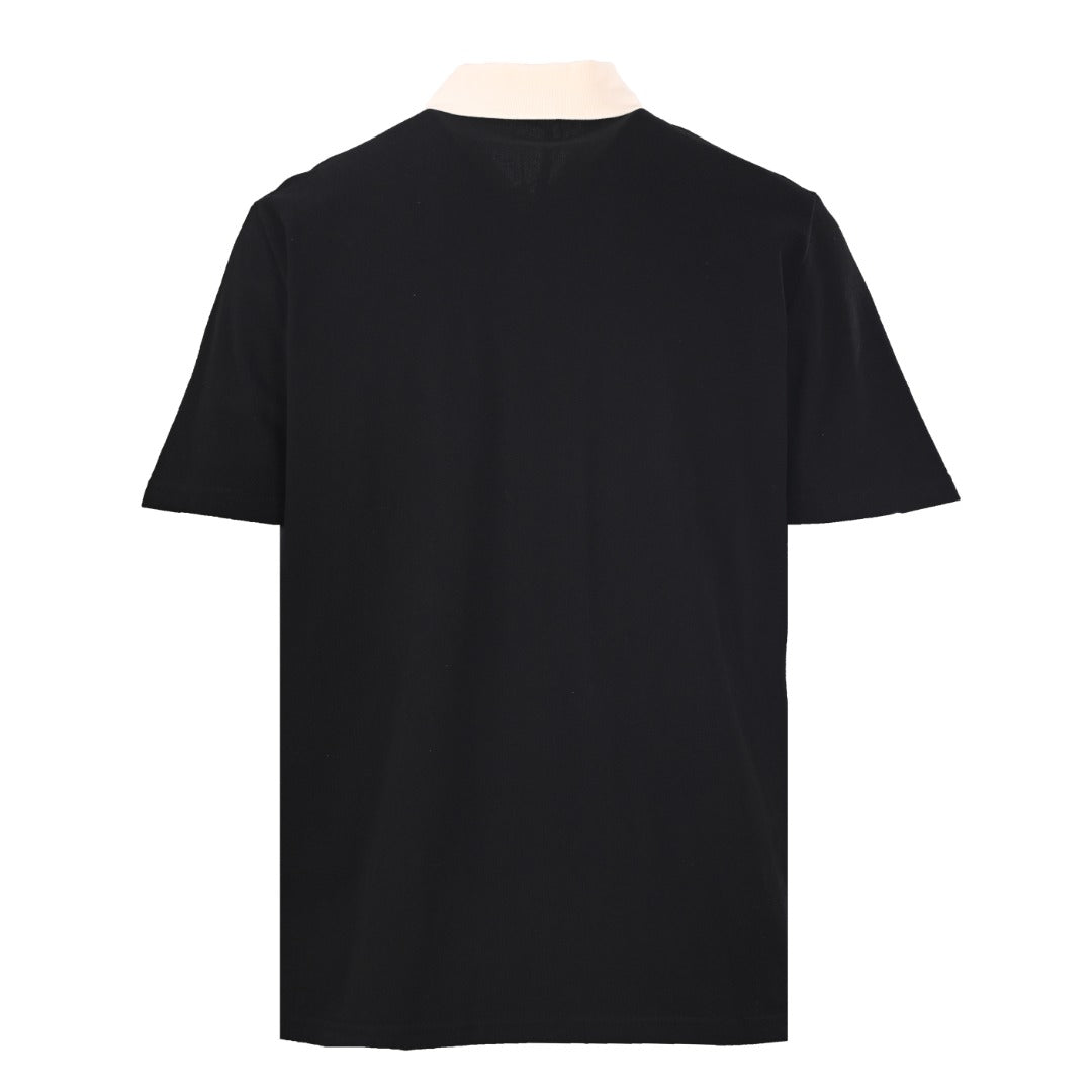 MONCLER MC Embroidered Color Contrast Button Short Sleeve Polo Shirt