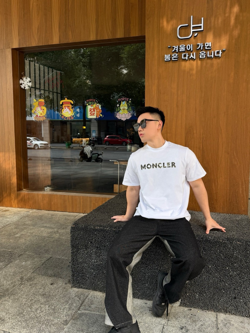 MONCLER MC Line Print Short Sleeve T-Shirt