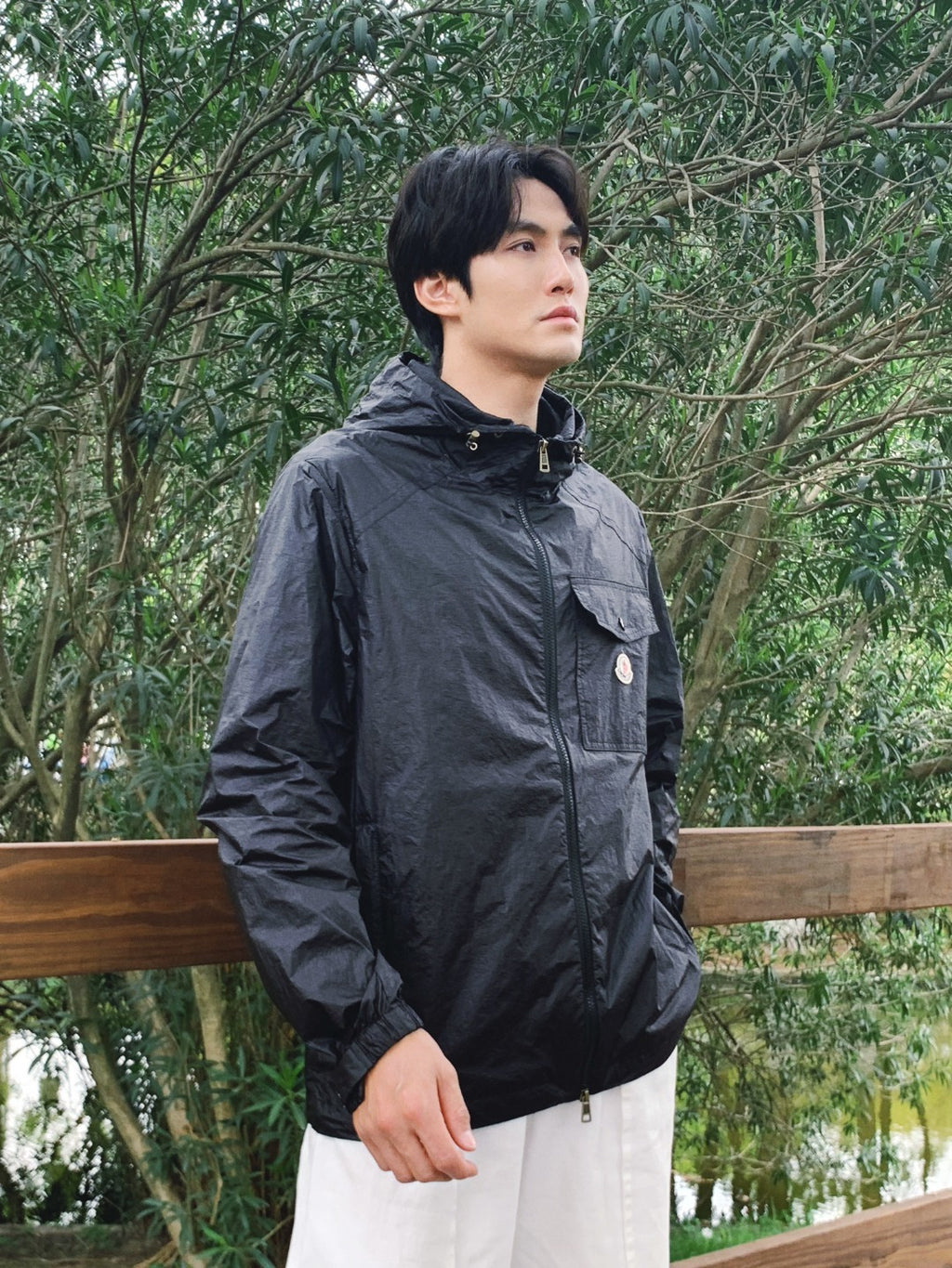 Moncler MC Hooded Lightweight Sun Protection Jacket With Pocket