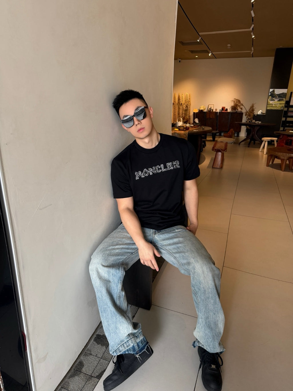 MONCLER MC Space Embroidery Logo Crew Neck T-Shirt