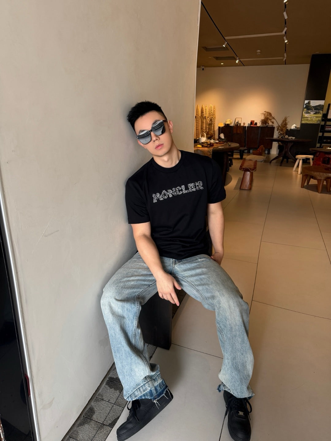 MONCLER MC Space Embroidery Logo Crew Neck T-Shirt