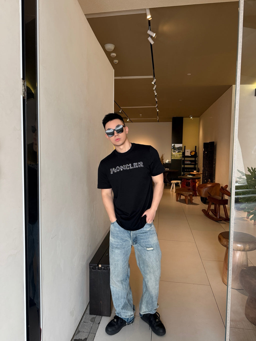 MONCLER MC Space Embroidery Logo Crew Neck T-Shirt