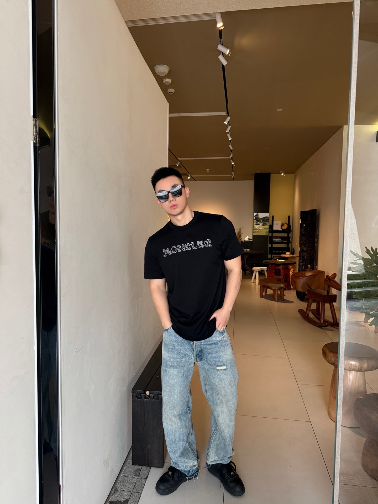 MONCLER MC Space Embroidery Logo Crew Neck T-Shirt