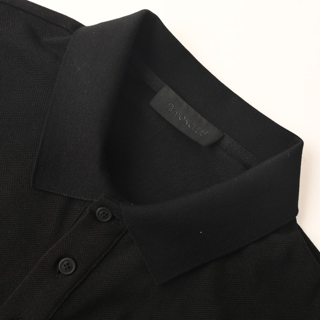 Moncler MC Double-Letter Black Logo Short-Sleeve Polo Shirt