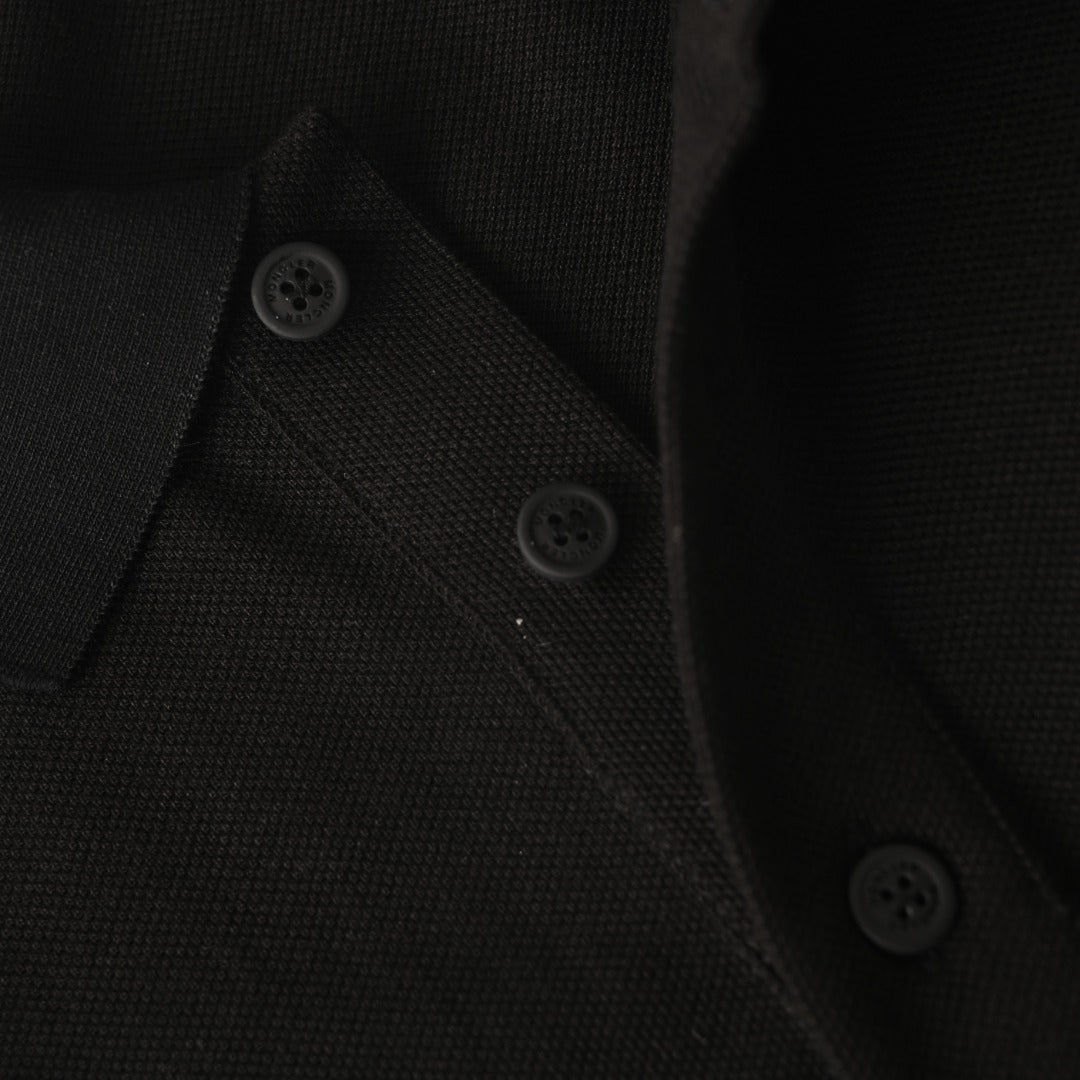 Moncler MC Double-Letter Black Logo Short-Sleeve Polo Shirt