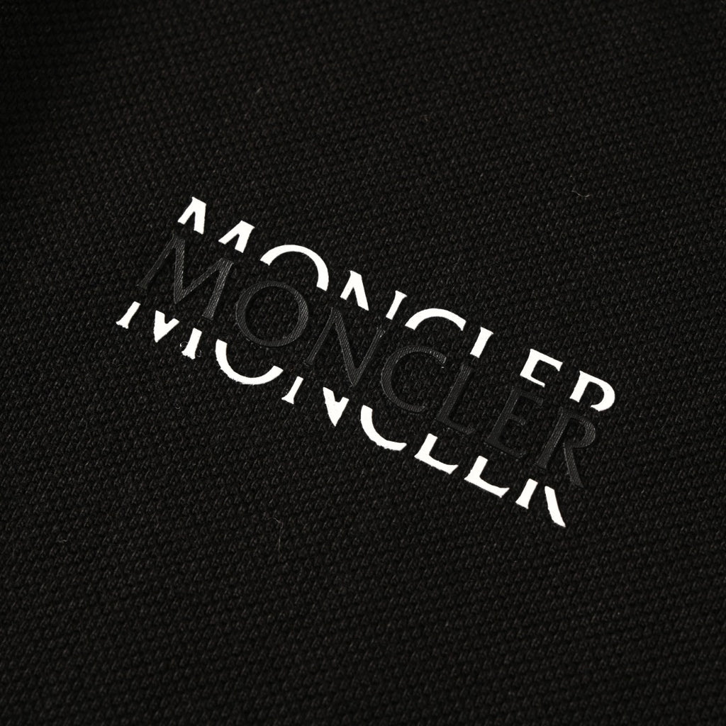 Moncler MC Double-Letter Black Logo Short-Sleeve Polo Shirt