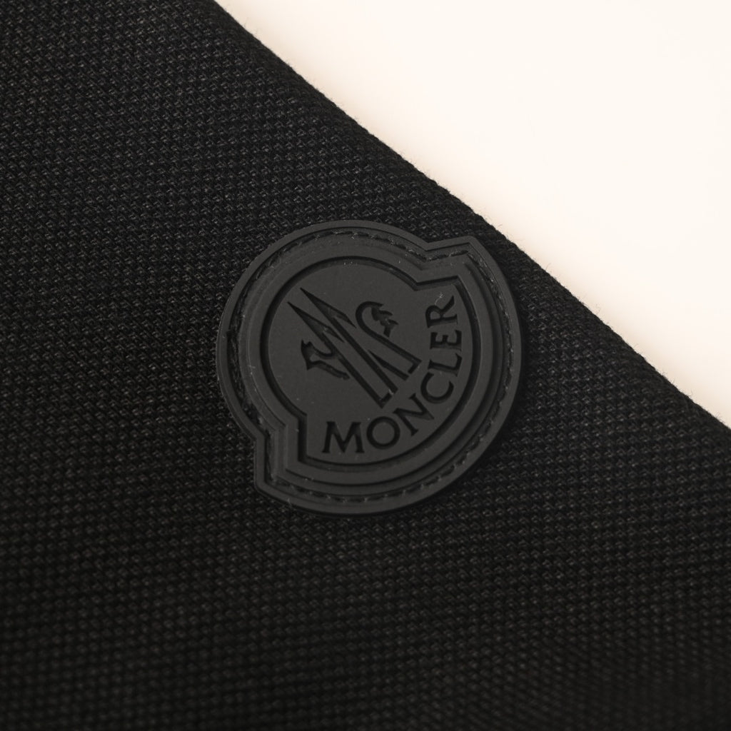 Moncler MC Double-Letter Black Logo Short-Sleeve Polo Shirt