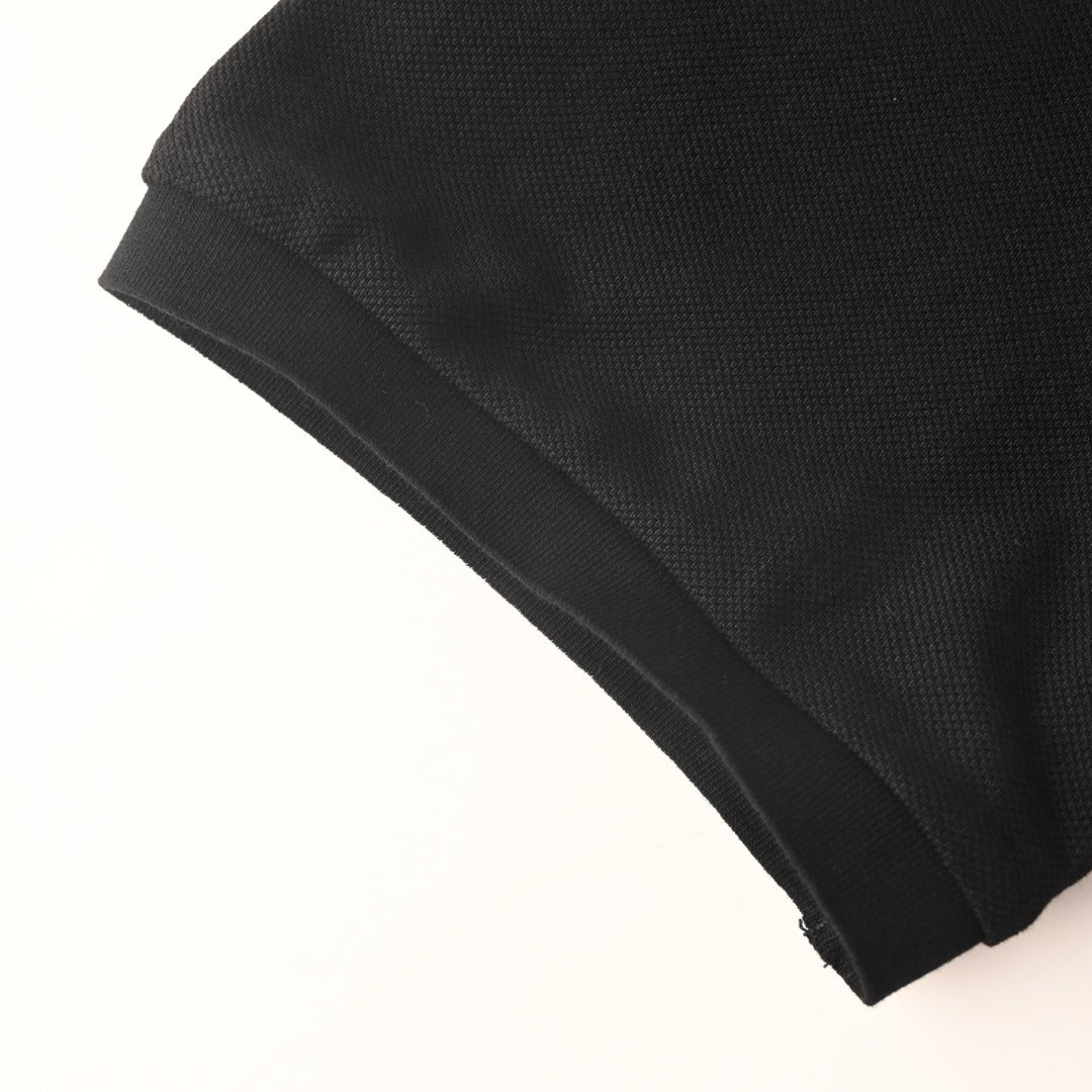Moncler MC Double-Letter Black Logo Short-Sleeve Polo Shirt