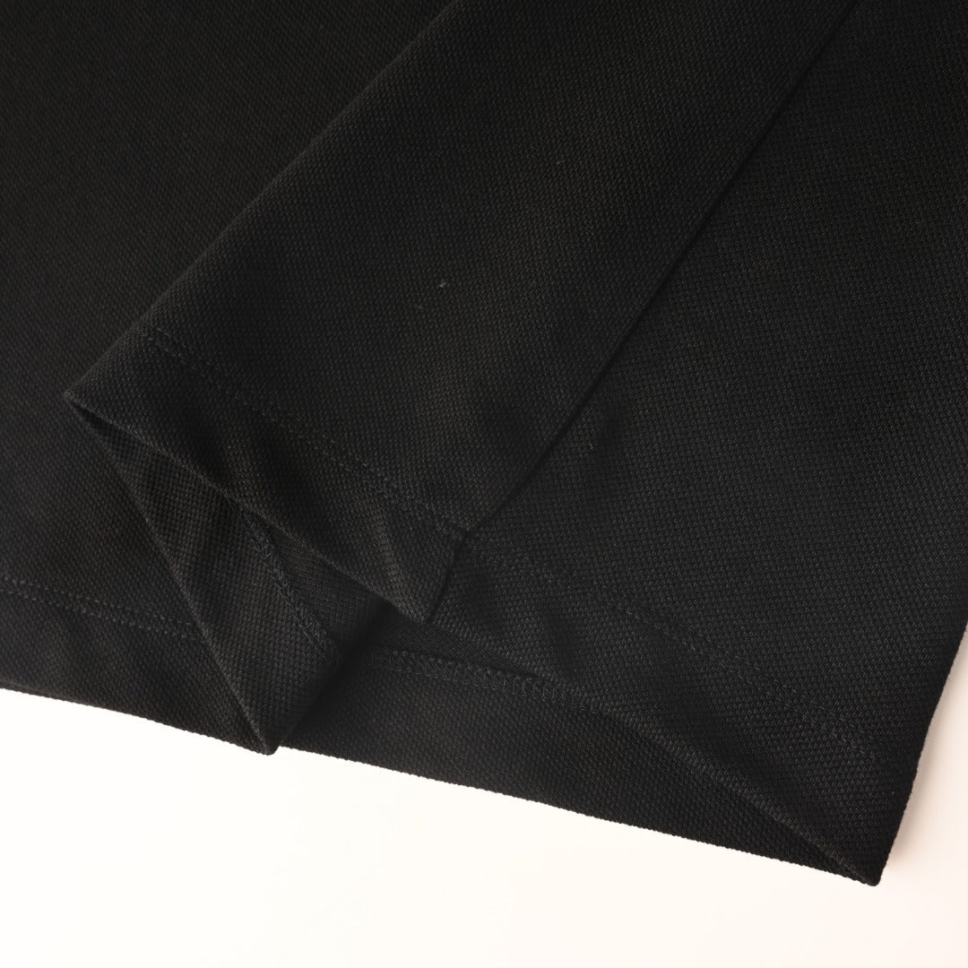 Moncler MC Double-Letter Black Logo Short-Sleeve Polo Shirt